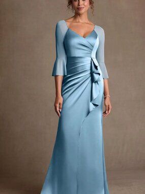 Azazie "Nampa" formal dress, steel blue, sz 16, NWOT